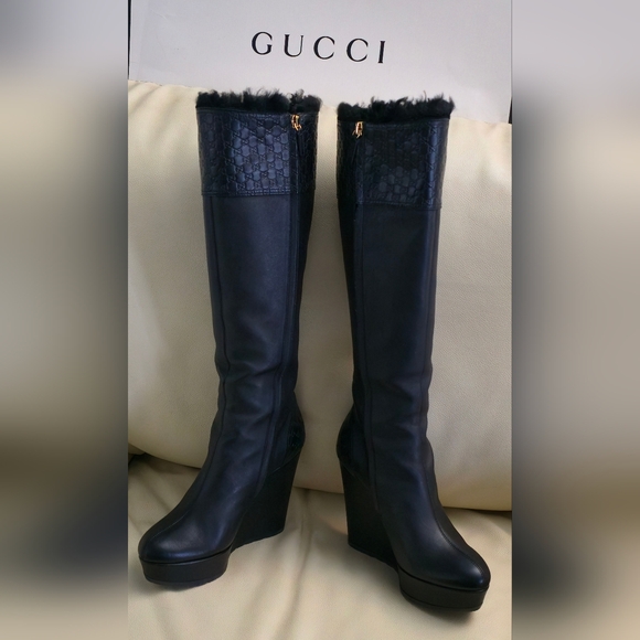 Gucci Knee-high Boots GG iconic Logo - Picture 1 of 16